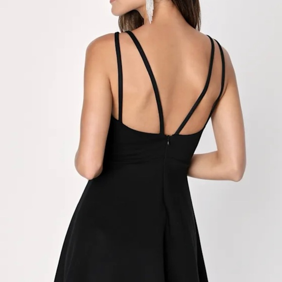 Lulu's Chic Black Mini Skater Dress Size Small - Picture 2 of 7